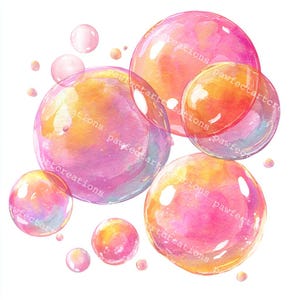 36 Clipartów Bańki Mydlane, Tęczowe Bąbelki, Piankowa Bańka Wodna, Zaproszenia, Baby Shower, Wydrukowalna Akwarela, Wysokiej Jakości JPG, Dziennik Śmieciowy
