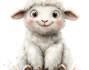 10 Cute Sheep Clipart, Sheep Nursery, Farm Clipart, Printable Watercolor, High-Quality JPGs, Papercraft, Junk Journal