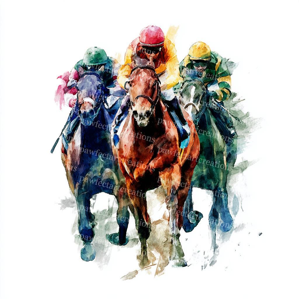 競走馬20頭のクリップアート、競馬、騎手、ケンタッキーダービー、印刷