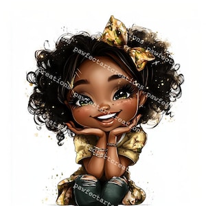 Black Girl Clipart: Watercolor Afro Girls, Junk Journal Graphics (Digital Download)