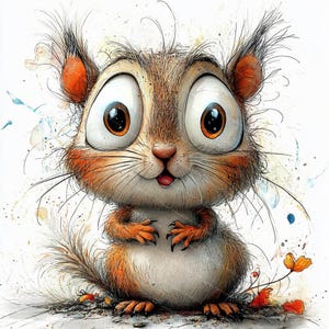 10 Funny Quirky Squirrel Clipart, Surprised Squirrel, Printable Watercolor, High-Quality JPGs, Papercraft, Junk Journal, Digital Craft
