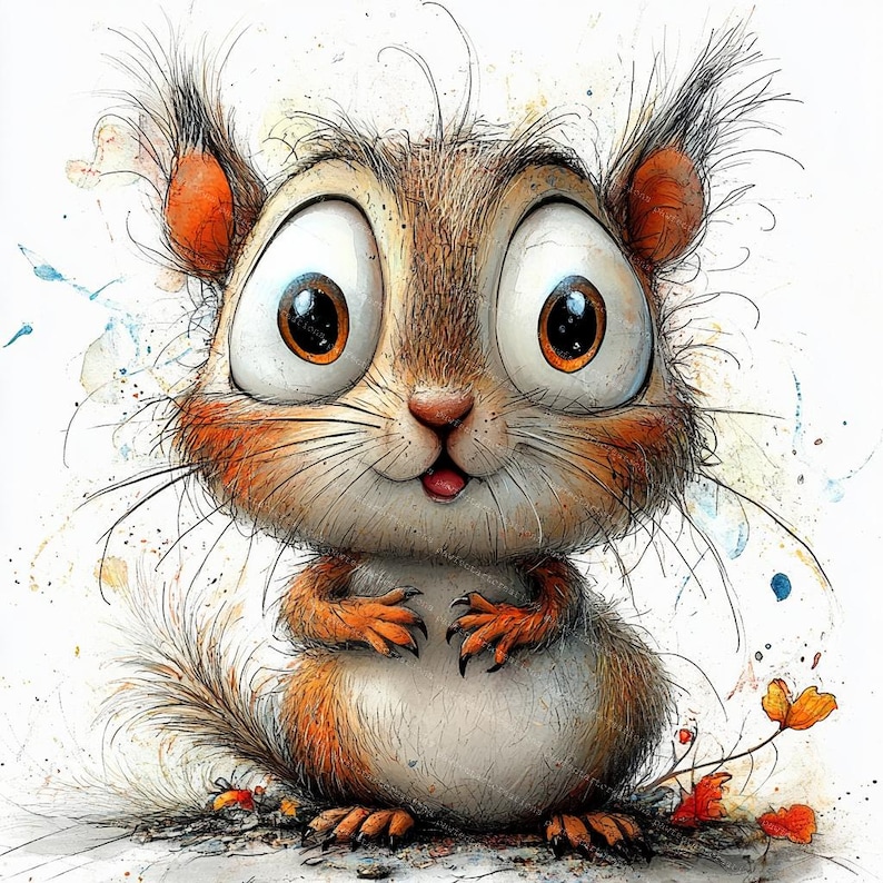 10 Funny Quirky Squirrel Clipart, Surprised Squirrel, Printable Watercolor, High-Quality JPGs, Papercraft, Junk Journal, Digital Craft