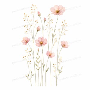 20 Pastel Wildflower Panels Clipart, Wedding Stationery and Journal Borders, Watercolor JPG, Digital Download, Commercial Use
