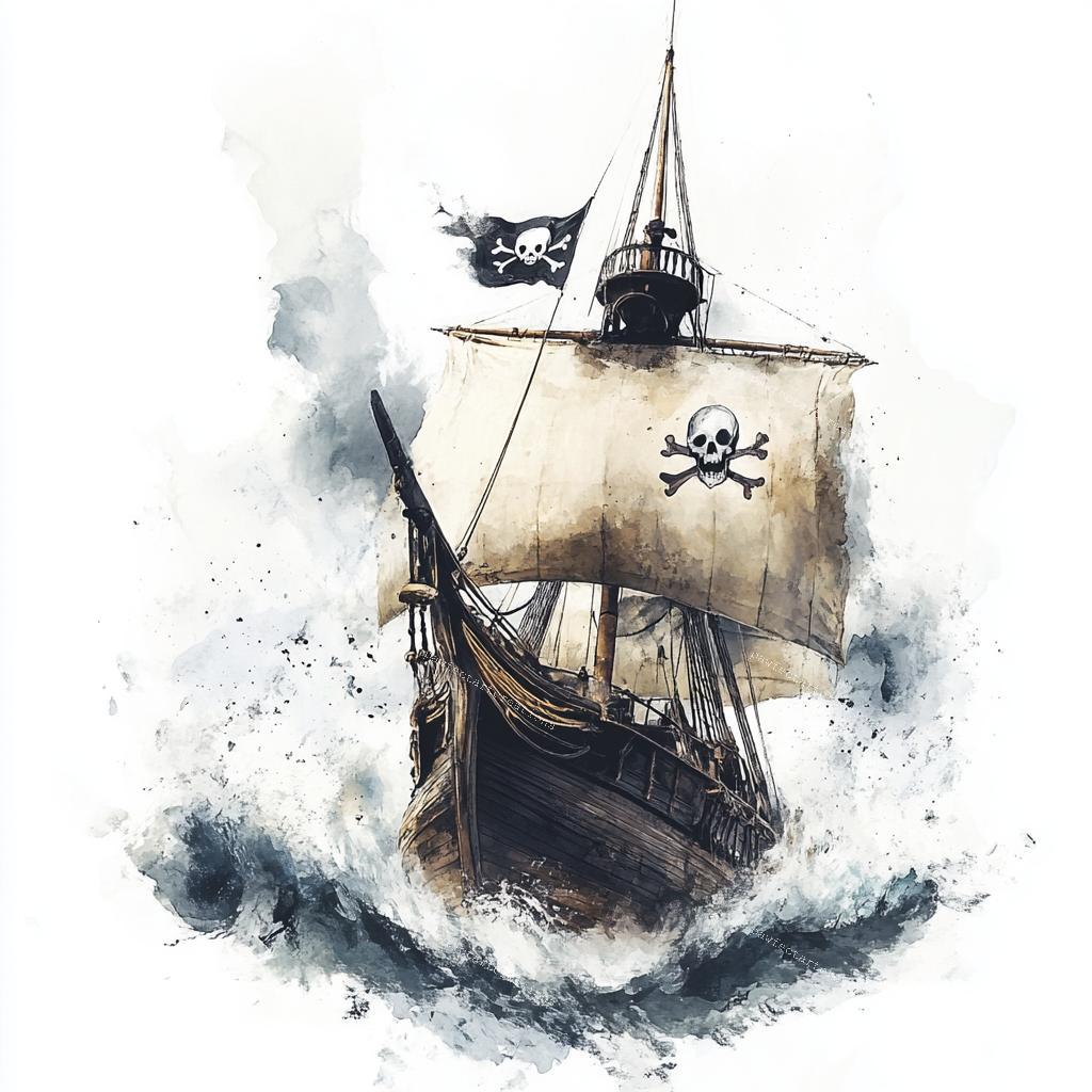 海賊の水彩イラスト（フレーム付き） 08f9ac69de9acf9de11f92237ca6c1