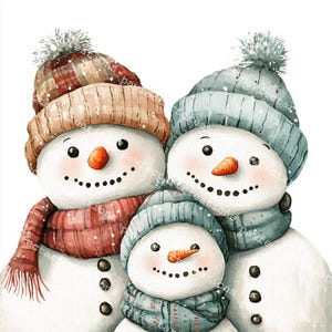 13 Schneemann Familie Clipart, Weihnachten Clipart, druckbare Aquarell Clipart, hochwertige JPGs, Papercraft, Junk Journal
