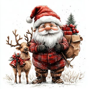 12 imágenes prediseñadas de gnomos festivos, imágenes prediseñadas de gnomos navideños, acuarela imprimible, archivos JPG de alta calidad, diario basura de papel, manualidades digitales