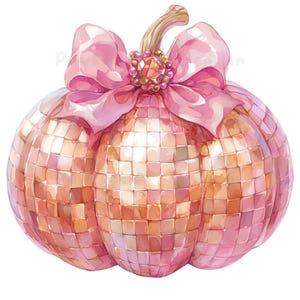 10 Disco Ball Pumpkin PNG, Halloween Pumpkin,Printable Watercolor clipart, High-Quality PNG,Papercraft, Junk Journal, Groovy Fall Pumpkin