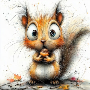 10 Funny Quirky Squirrel Clipart, Surprised Squirrel, Printable Watercolor, High-Quality JPGs, Papercraft, Junk Journal, Digital Craft