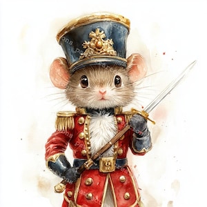 10 cliparts mignons de souris casse-noisette, clipart Noël, aquarelle imprimable, fichiers JPG de haute qualité, carnet de voyage Papercraft, créations numériques