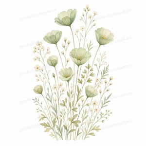 20 Pastel Wildflower Panels Clipart, Wedding Stationery and Journal Borders, Watercolor JPG, Digital Download, Commercial Use