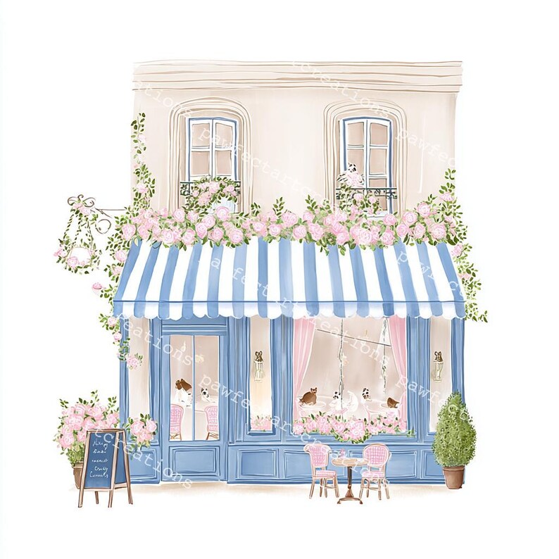 24 Cute Paris Cafe Clipart, Parisian Cafes, Paris Travel Art, Printable Watercolor, High-Quality JPGs, Papercraft, Junk Journal
