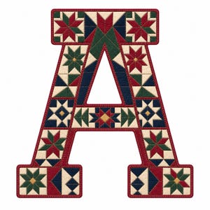 26 lettres clipart de l'alphabet en forme d'étoile pour courtepointe de Noël, format JPG, téléchargement numérique, usage commercial autorisé.