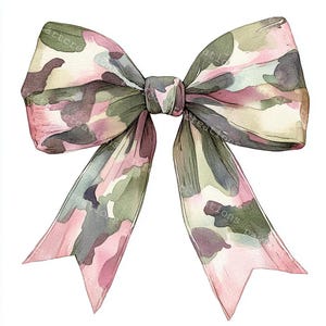 15 Clipart nœud camo coquette, pour la conception de chemise de chasse, aquarelle imprimable, fichiers JPG de haute qualité, carnet de bords papercraft, créations numériques