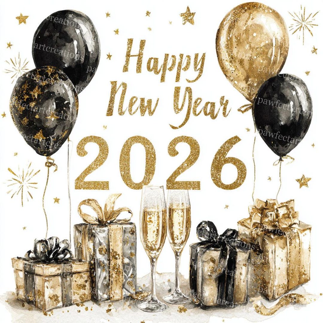 18 imágenes prediseñadas de Feliz Año Nuevo 2026, Nochevieja, imágenes  prediseñadas para fiestas, acuarelas imprimibles, JPG de alta calidad,  manualidades en papel, diario de recortes, manualidades digitales - Etsy  México, image size:1080x1080