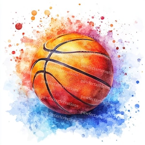 17 Sport Balls Watercolor Clipart: Sports Sublimation (Digital Craft)