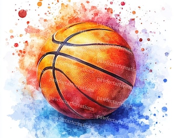 17 Sport Balls Watercolor Clipart: Sports Sublimation (Digital Craft)
