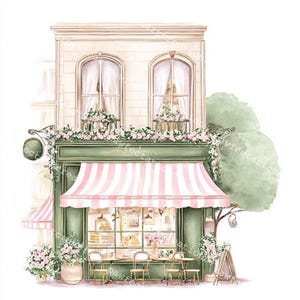 24 Cute Paris Cafe Clipart, Parisian Cafes, Paris Travel Art, Printable Watercolor, High-Quality JPGs, Papercraft, Junk Journal