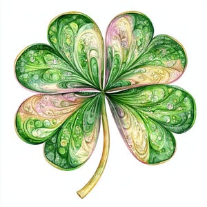 16 Clipart trèfle scintillant pour la Saint-Patrick, trèfle à quatre feuilles, Saint-Patrick, aquarelle imprimable, fichiers JPG de haute qualité, créations numériques