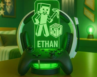 Gift for Boyfriend, Controller Holder, Headset Stand, Headphone Holder, Personalized Headphone Stand, Controller Stand, Gaming Decor