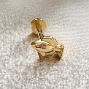 Orecchini a forma di pesce in oro giallo 14 carati - Orecchini a perno con chiusura a vite a forma di pesce, orecchini a forma di pesce in oro, orecchini a perno a forma di pesce in oro 14 carati per donna