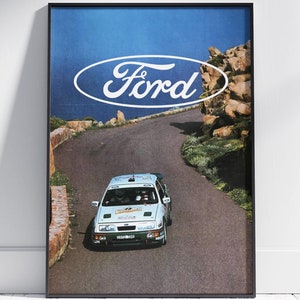 Ford Sierra Cosworth Rally Poster Vintage Motorsport Stampa artistica, Decorazione per ufficio, Regalo ideale per gli appassionati di auto, Regalo per uomini, Regalo per papà,