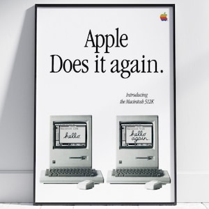 Apple Macintosh Vintage Advert Retro Classic Art Print, Perfect for Home or Office Decor, Ideal Gift for Tech Enthusiasts, Gifts for Men.