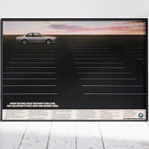 BMW E30 Poster Maganzine Advert Authentic Vintage Retro Classic Art Print, Perfect for Home or Office Decor, Gift Car Enthusiasts.
