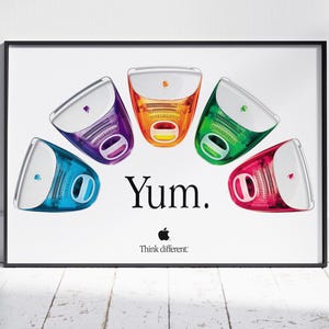 Apple iMac &quot;Yum&quot; Vintage Poster Retro Tech Advert Art Print, Perfect for Home or Office Decor, Gift for Apple Fans, Tech Wall Art