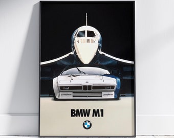 Póster artístico de BMW M1, póster artístico de Concord, decoración de pared, arte de garaje, decoración para amantes de los coches BMW, regalo para papá, regalo para hijo