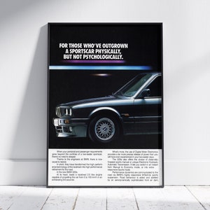 BMW M3 325i Poster Vintage Retro Classic Kunstdruck, Perfekt für Haus oder Büro Dekor, Ideales Geschenk Auto Enthusiasten, Geschenk für Papa, Geschenk für Sohn