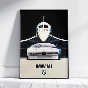 Póster artístico de BMW M1, póster artístico de Concord, decoración de pared, arte de garaje, decoración para amantes de los coches BMW, regalo para papá, regalo para hijo