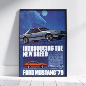 Ford Mustang Poster Advert Vintage Retro Classic Art Print, Perfect for Home or Office Decor, Ideal Gift Car Enthusiasts.