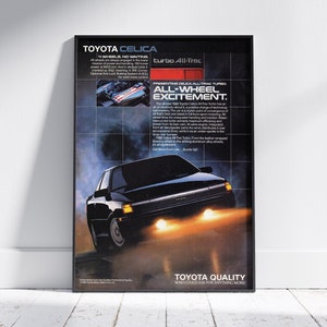Toyota Celica Poster Advert Vintage Retro Classic Art Print, Perfect for Home or Office Decor, Ideal Gift Car Enthusiasts.