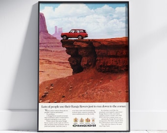 Póster publicitario clásico de Range Rover, impresión artística retro vintage, perfecto para decoración del hogar o la oficina, regalo ideal para entusiastas de los automóviles.