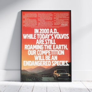 Volvo 240 Vintage Advert Poster Art Print, Wall Decor, Garage Art, BMW Lover Car Enthusiast Decoration, Gift for Dad, Gift for Son