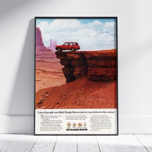 Range Rover Classic Poster Advert Vintage Retro Classic Art Print, Perfect for Home or Office Decor, Ideal Gift Car Enthusiasts.