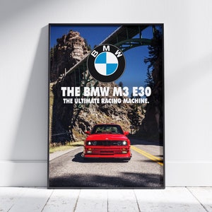 BMW M3 E30 Poster Kunst Druck, Wanddekoration, Garage Kunst, BMW Liebhaber Auto Enthusiast Dekoration, Geschenk für Papa, Geschenk für Sohn