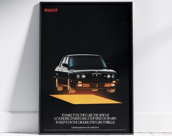 BMW M5 Poster Advert Vintage Retro Classic Art Print, Perfect for Home or Office Decor, Ideal Gift Car Enthusiasts.