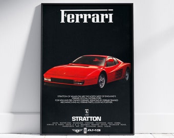 フェラーリ テスタロッサ クラシックカー アートプリント、イラスト