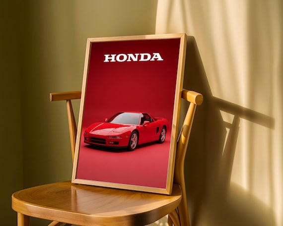 Honda NSX Poster – JDM Formula Red Car Art | Retro Automotive