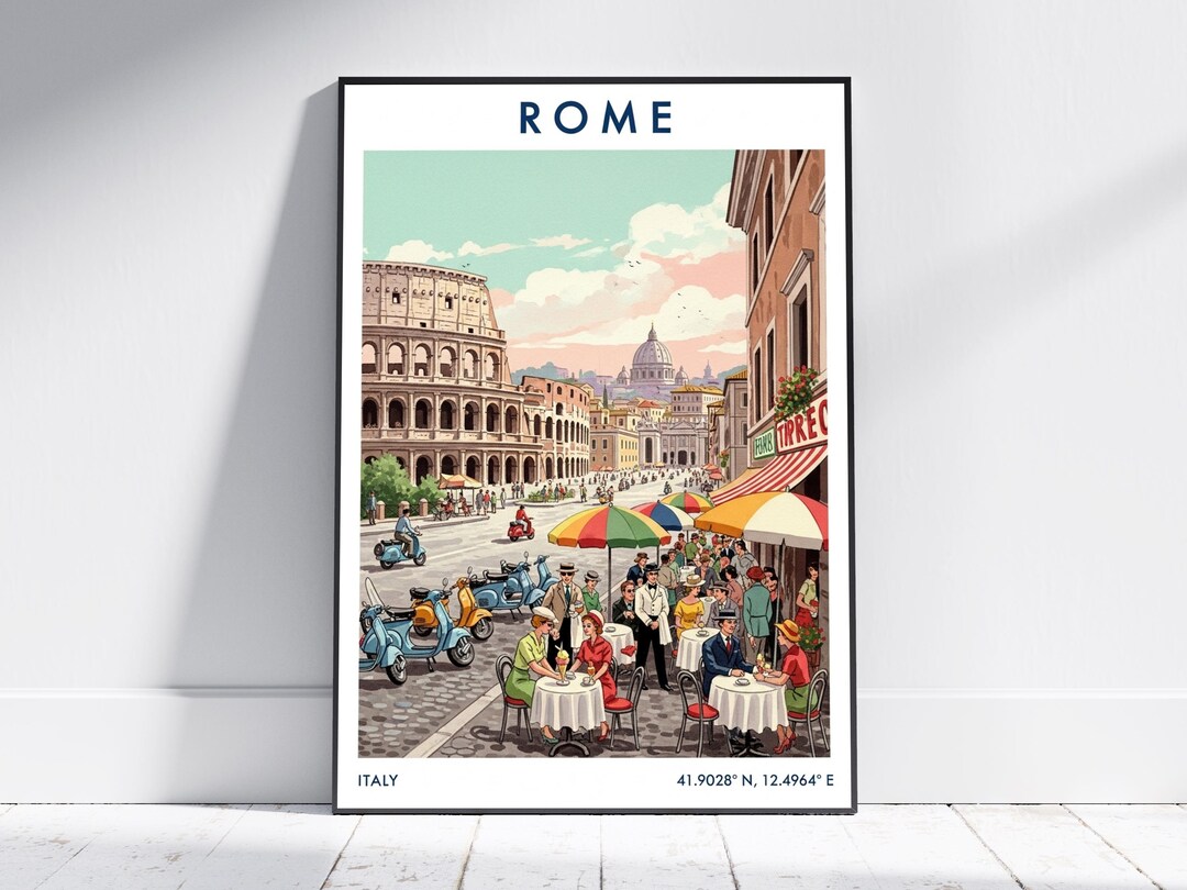 Rome Travel Poster – Vintage Italian Wall Art Print, Retro Rome Decor ...