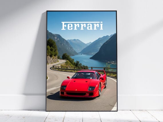 Ferrari F40 Poster Art Print, Automotive Car Poster, Vintage Car