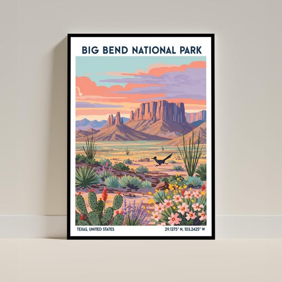 Big Bend National Park Texas Travel Poster – Vintage Art Print