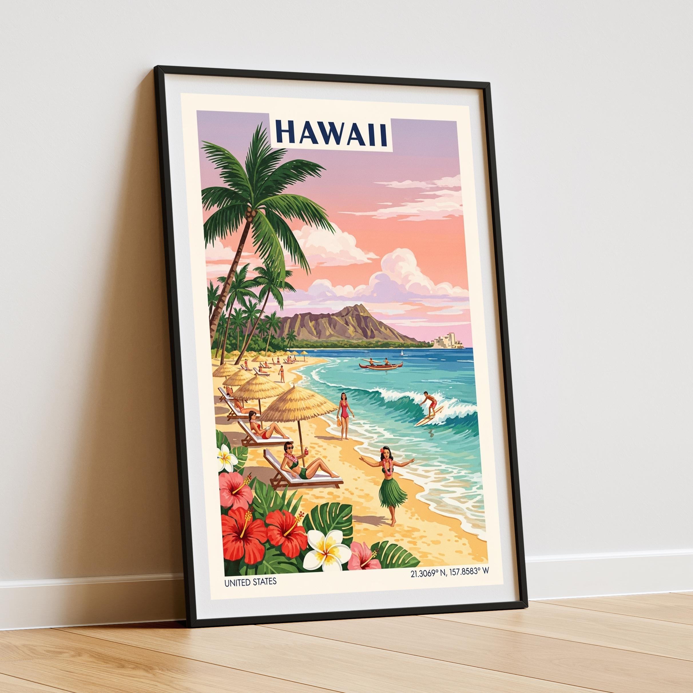 ビンテージ ハワイ 50'sマトソンライフアートプリント ！ Surfer, Matson Lines Hawaii Travel Poster, 1950s