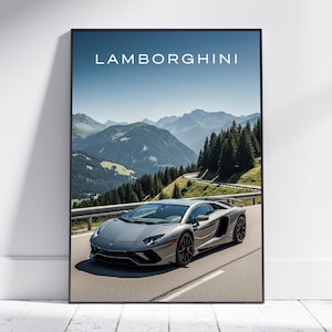 Lamborghini Aventador Poster Art Print, Automotive Art for Living Room Office Garage Decor, Perfect Gift for Car Enthusiasts