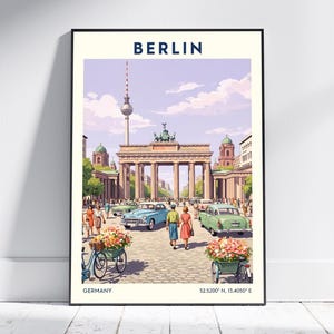 Brandenburg Gate Berlin Travel Poster – Vintage Germany Wall Art for Home Decor, Retro Berlin Illustration Print for Living Room or Office