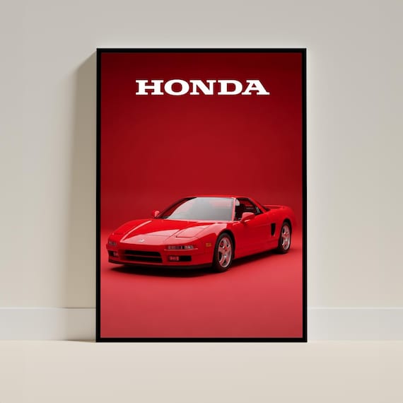 Honda NSX Poster – JDM Formula Red Car Art | Retro Automotive