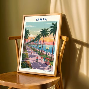 Tampa Flordia USA Travel Poster – Vintage Florida Wall Art Print, Retro Skyline Home Decor for Living Room or Office image 9