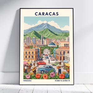 Caracas Venezuela Travel Poster – Vintage Venezuela Wall Art Print, Retro City Home Decor for Living Room or Office, Travel Gift Idea
