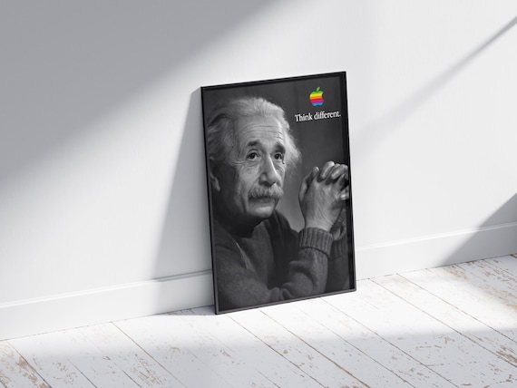 Apple Albert Einstein Vintage Poster Retro Tech Advert Art Print